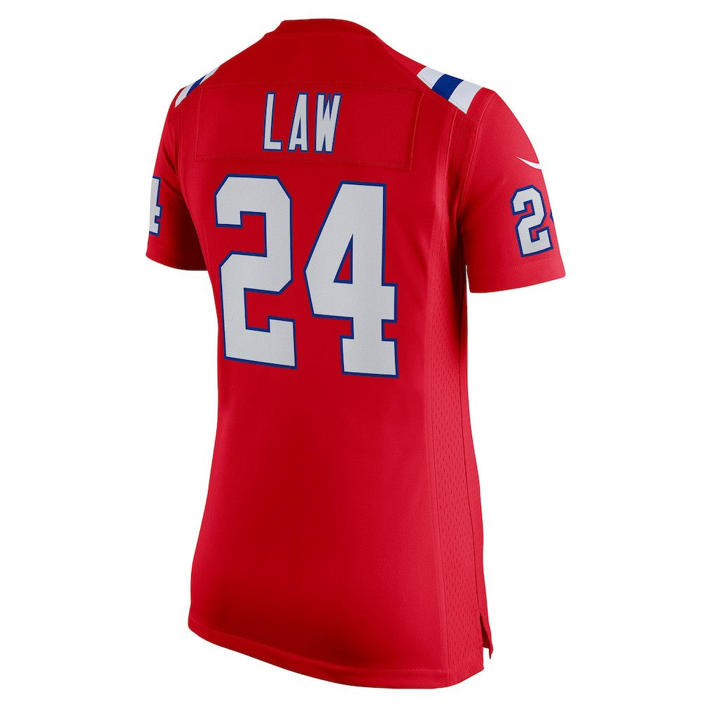 Ty Law New England Patriots Women's Retired Game Jersey Red | Nike for Sale