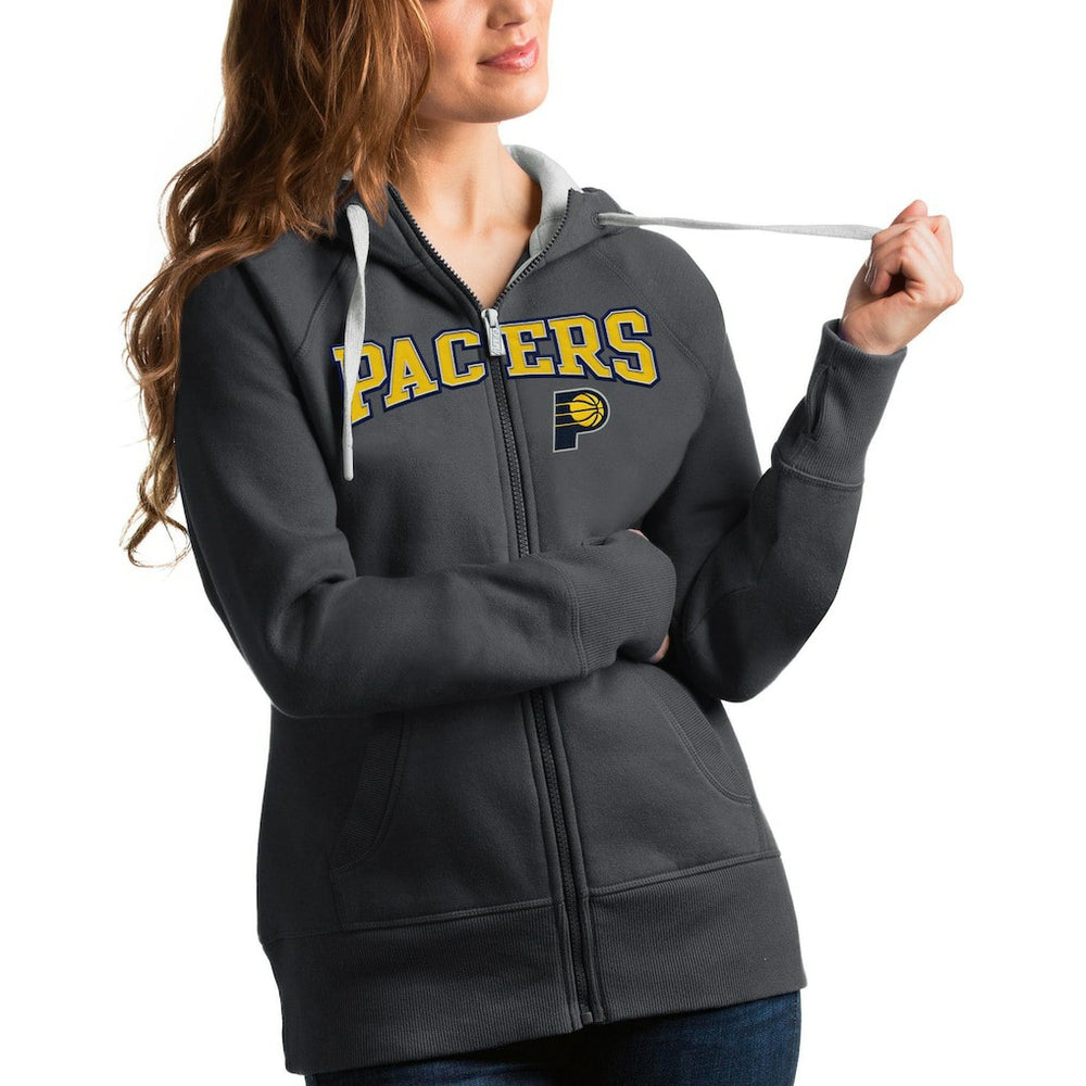 Indiana Pacers Antigua Women's Team Victory Full-Zip Hoodie Charcoal - NBA