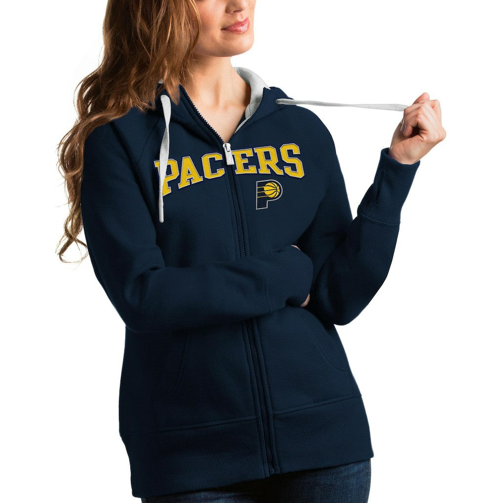 Indiana Pacers Antigua Women's Team Victory Full-Zip Hoodie Navy - NBA