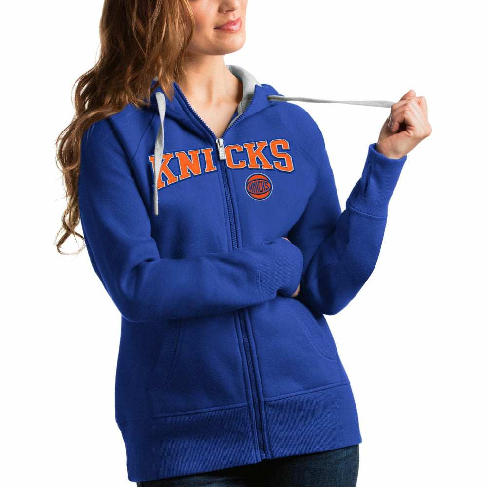 New York Knicks Antigua Women's Team Victory Full-Zip Hoodie Royal - NBA
