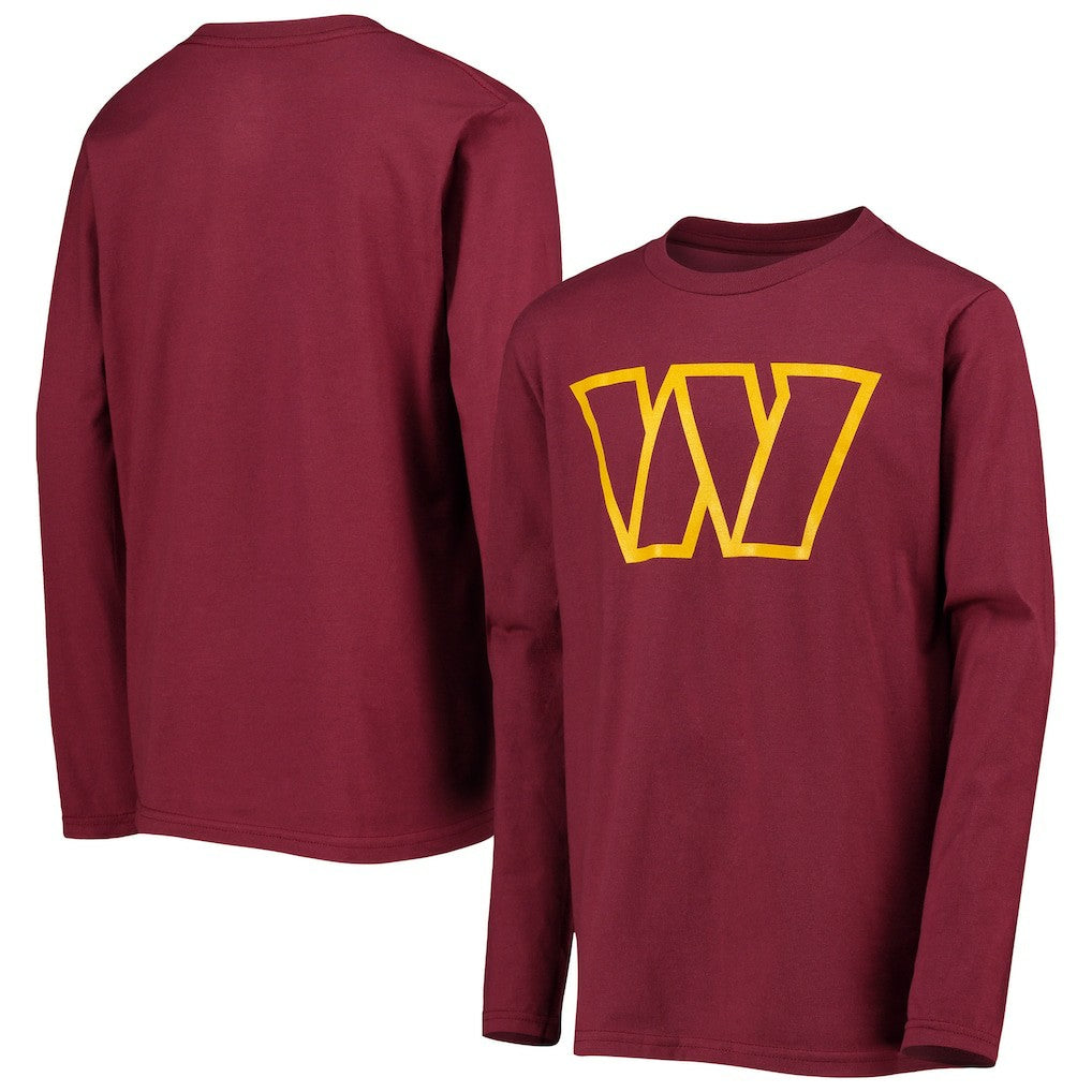 Washington Commanders Youth Primary Team Logo Long Sleeve T-Shirt Burgundy | NFL