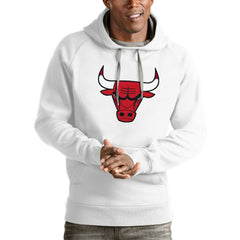 Chicago Bulls Antigua Logo Victory Pullover Hoodie White - NBA