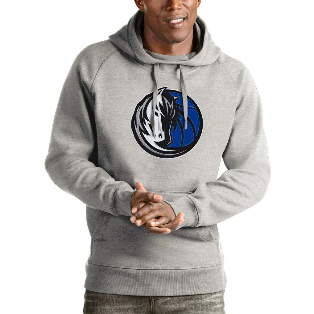 Dallas Mavericks Antigua Logo Victory Pullover Hoodie Heathered Gray - NBA
