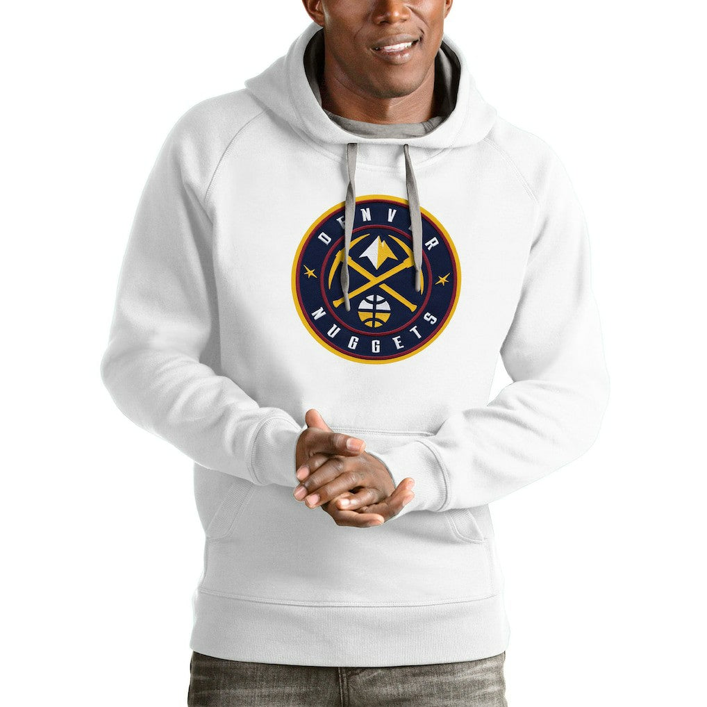 Denver Nuggets Antigua Logo Victory Pullover Hoodie White - NBA