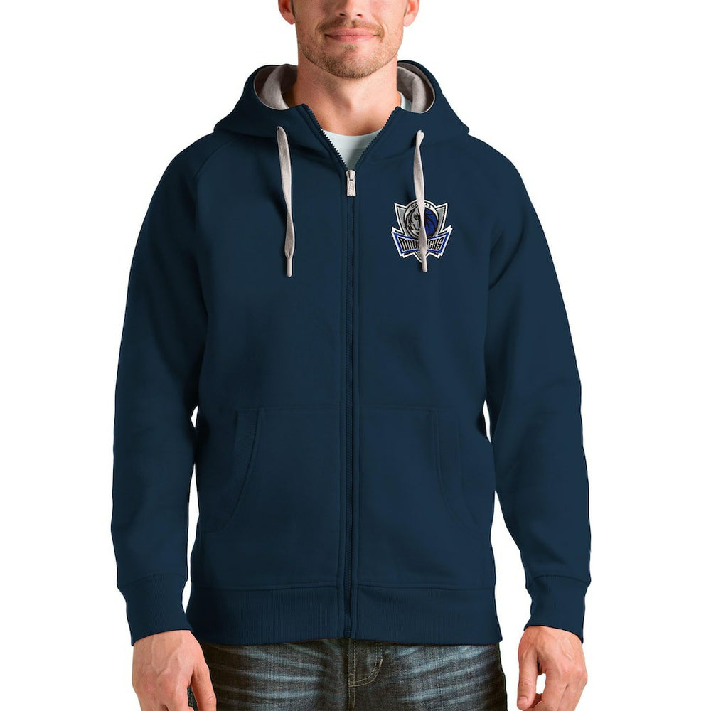 Dallas Mavericks Antigua Logo Victory Full-Zip Hoodie Navy - NBA