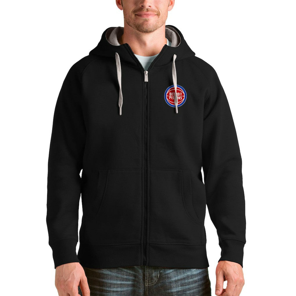 Detroit Pistons Antigua Logo Victory Full-Zip Hoodie Black - NBA