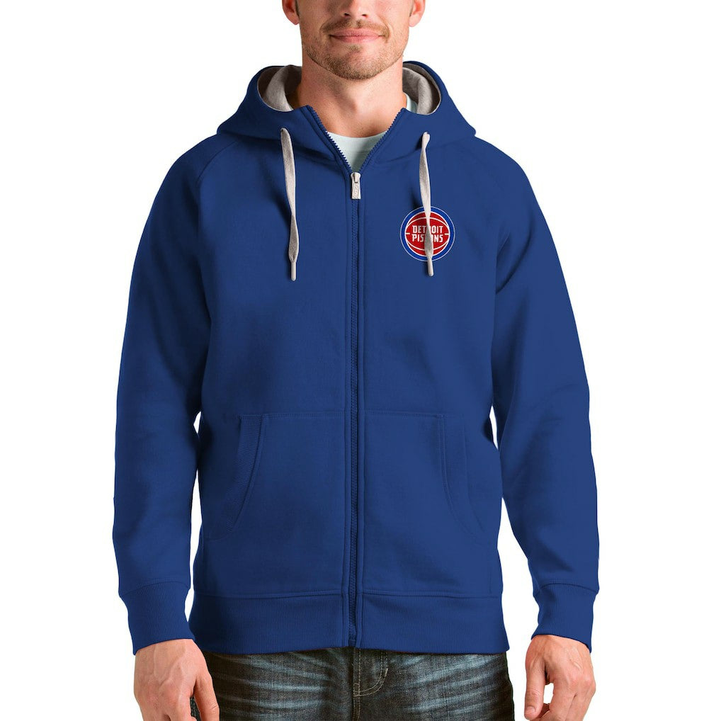 Detroit Pistons Antigua Logo Victory Full-Zip Hoodie Royal - NBA