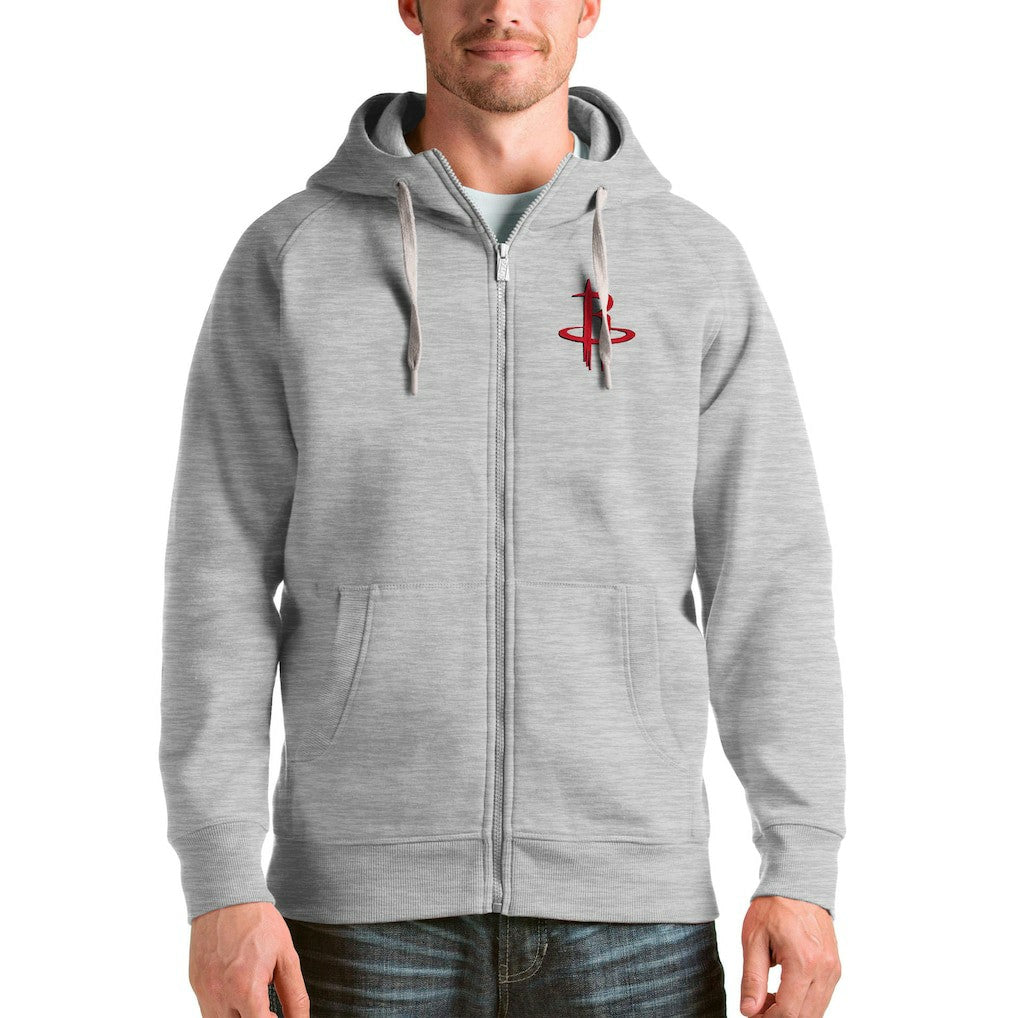 Houston Rockets Antigua Logo Victory Full-Zip Hoodie Heathered Gray - NBA