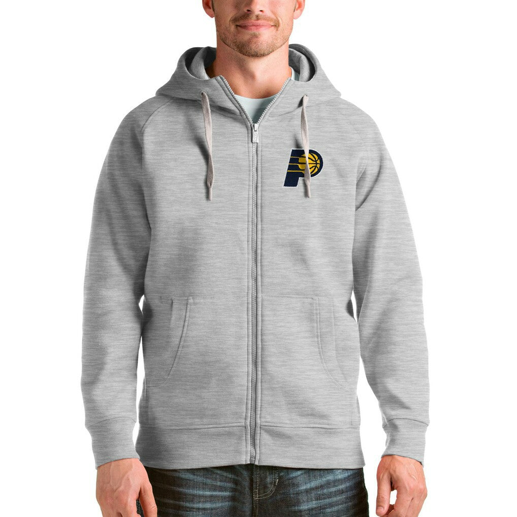 Indiana Pacers Antigua Logo Victory Full-Zip Hoodie Heathered Gray - NBA