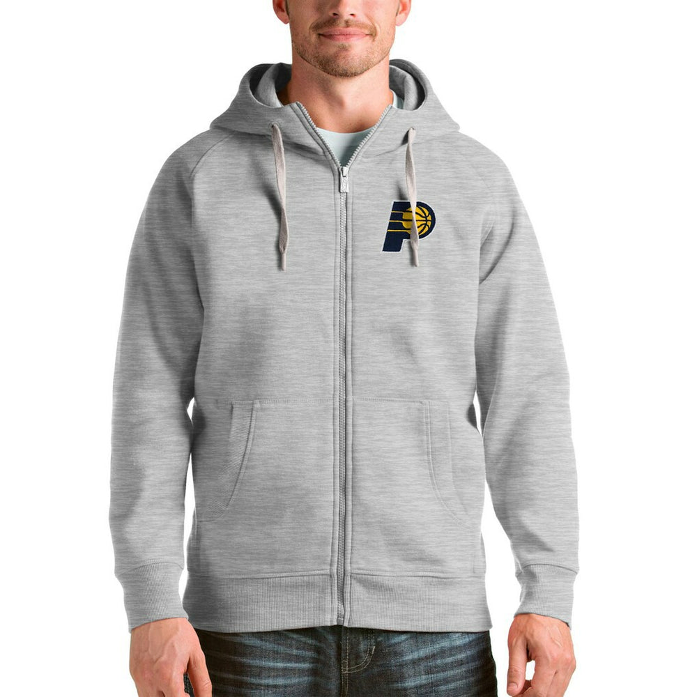 Indiana Pacers Antigua Logo Victory Full-Zip Hoodie Heathered Gray - NBA