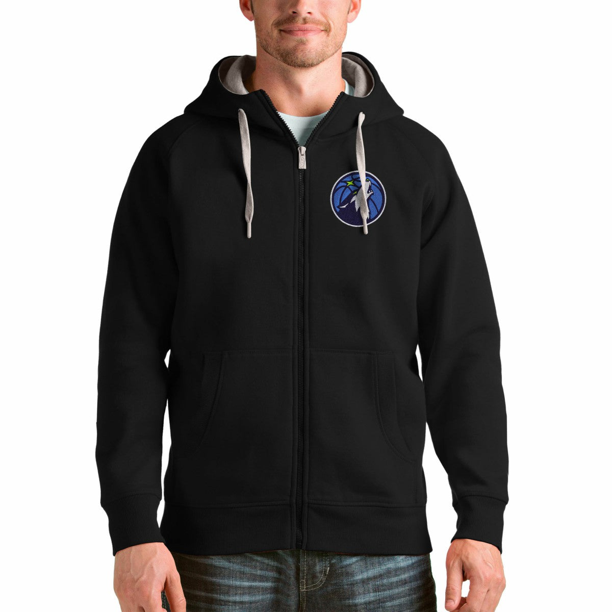 Minnesota Timberwolves Antigua Logo Victory Full-Zip Hoodie Black - NBA