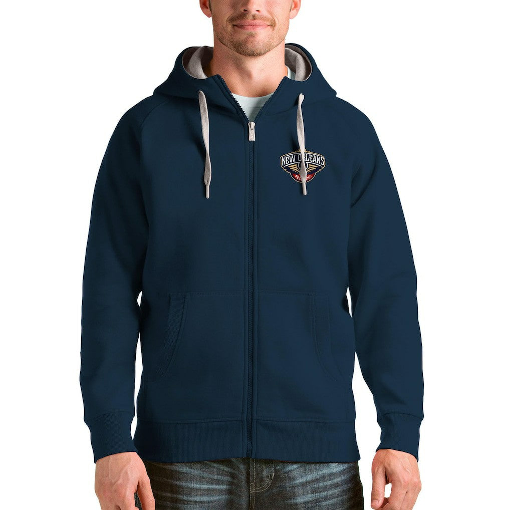New Orleans Pelicans Antigua Logo Victory Full-Zip Hoodie Navy - NBA