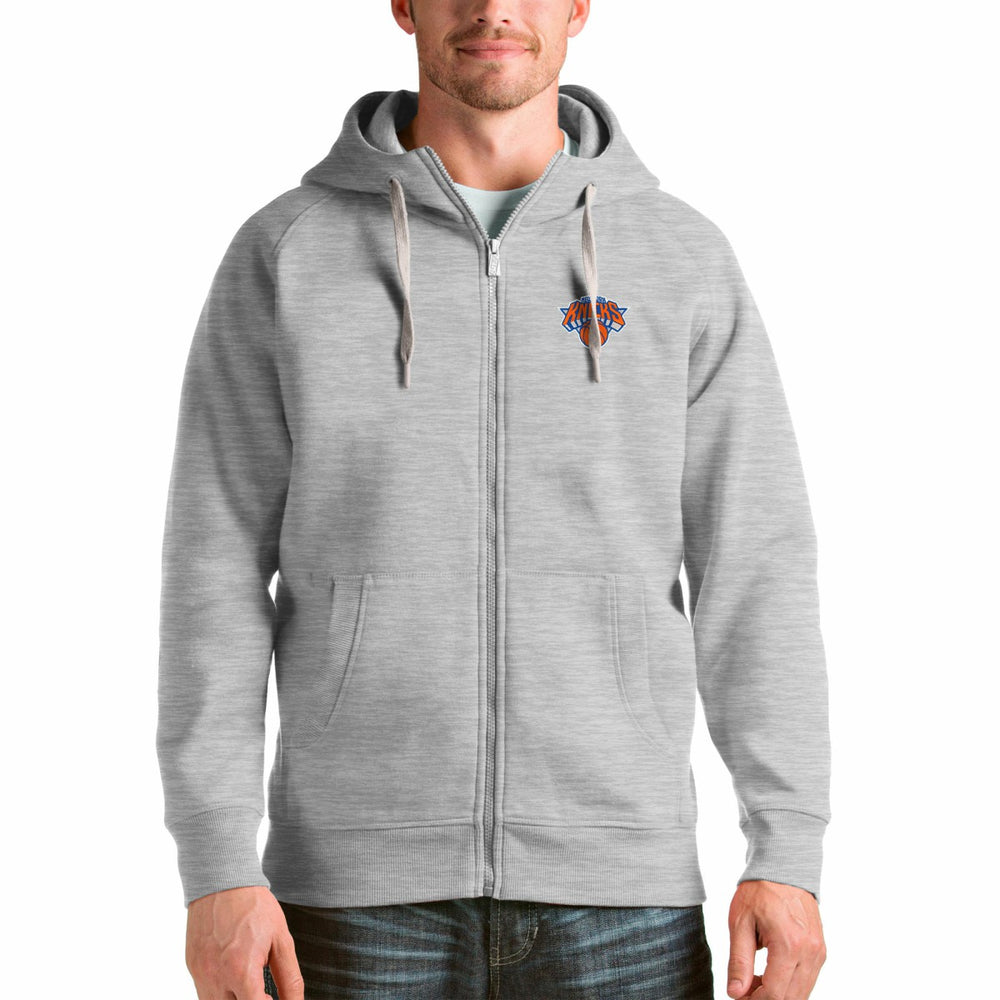 New York Knicks Antigua Logo Victory Full-Zip Hoodie Heathered Gray - NBA