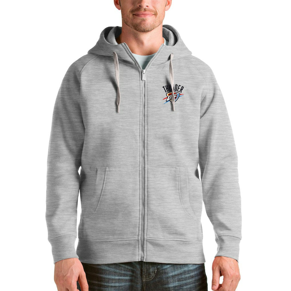 Oklahoma City Thunder Antigua Logo Victory Full-Zip Hoodie Heathered Gray - NBA