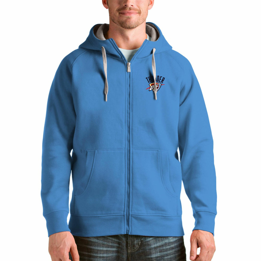 Oklahoma City Thunder Antigua Logo Victory Full-Zip Hoodie Light Blue - NBA