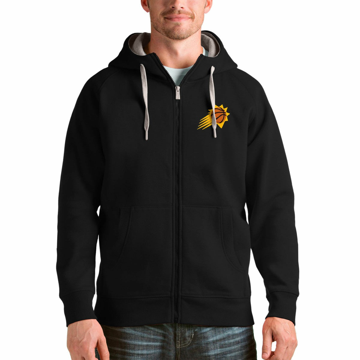 Phoenix Suns Antigua Logo Victory Full-Zip Hoodie Black - NBA