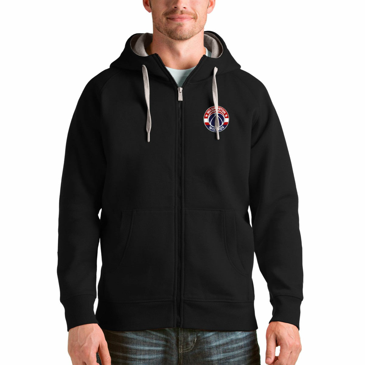 Washington Wizards Antigua Logo Victory Full-Zip Hoodie Black - NBA