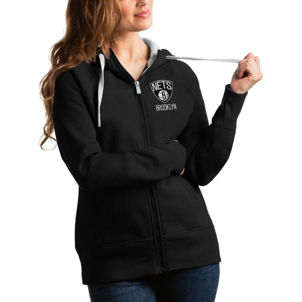 Brooklyn Nets Antigua Women's Victory Full-Zip Hoodie Black - NBA