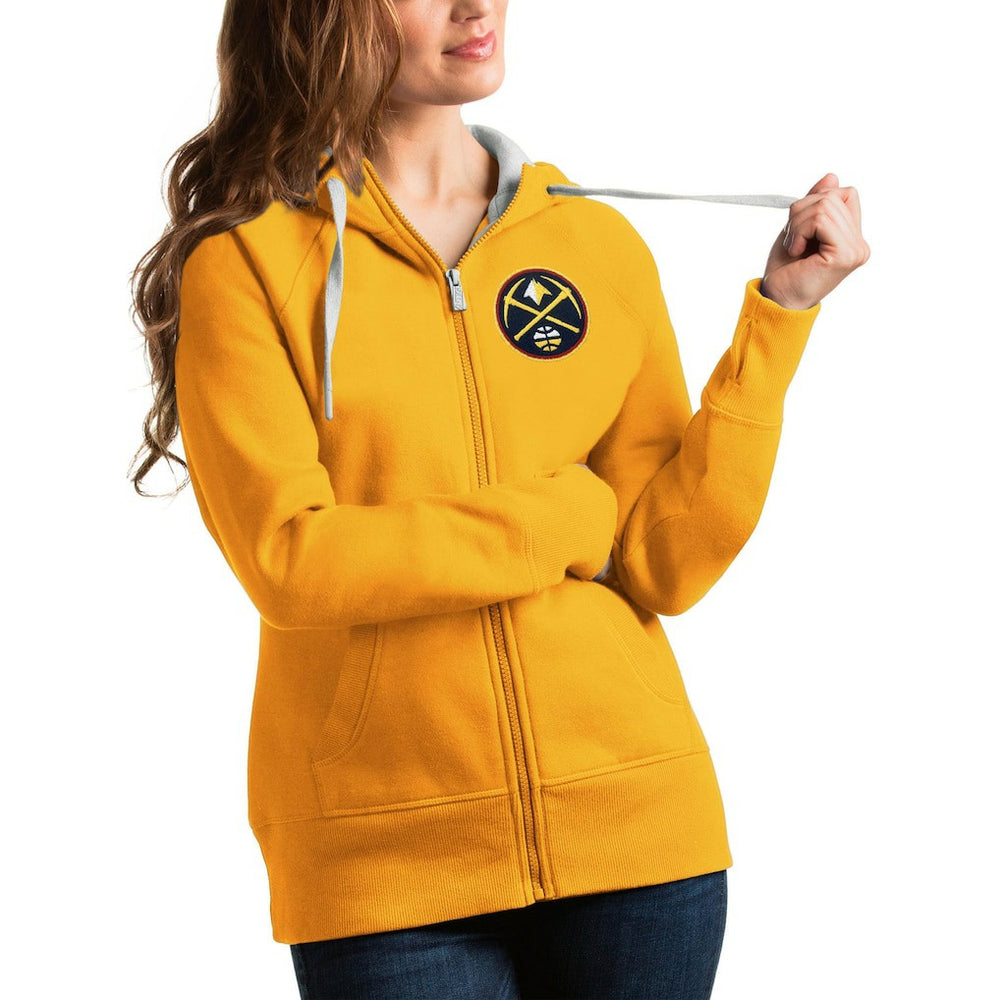 Denver Nuggets Antigua Women's Victory Full-Zip Hoodie Gold - NBA