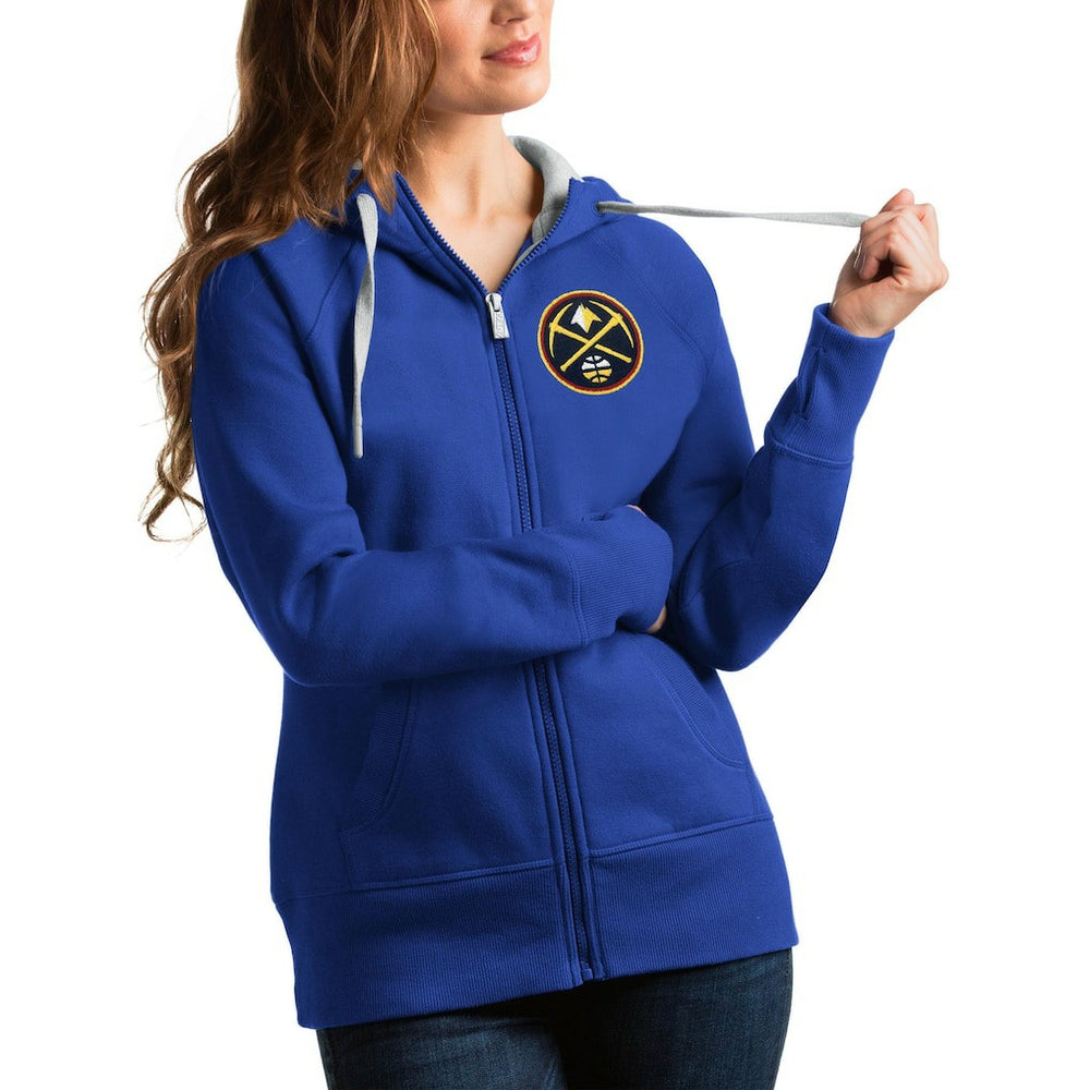 Denver Nuggets Antigua Women's Victory Full-Zip Hoodie Royal - NBA