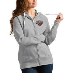 New Orleans Pelicans Antigua Women's Victory Full-Zip Hoodie Heathered Gray - NBA