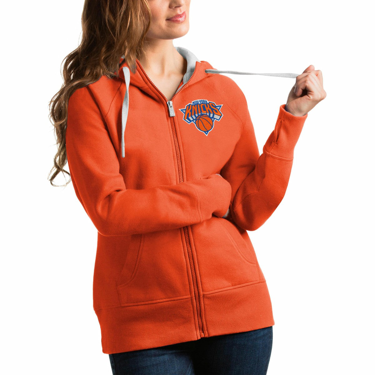 New York Knicks Antigua Women's Victory Full-Zip Hoodie Orange - NBA