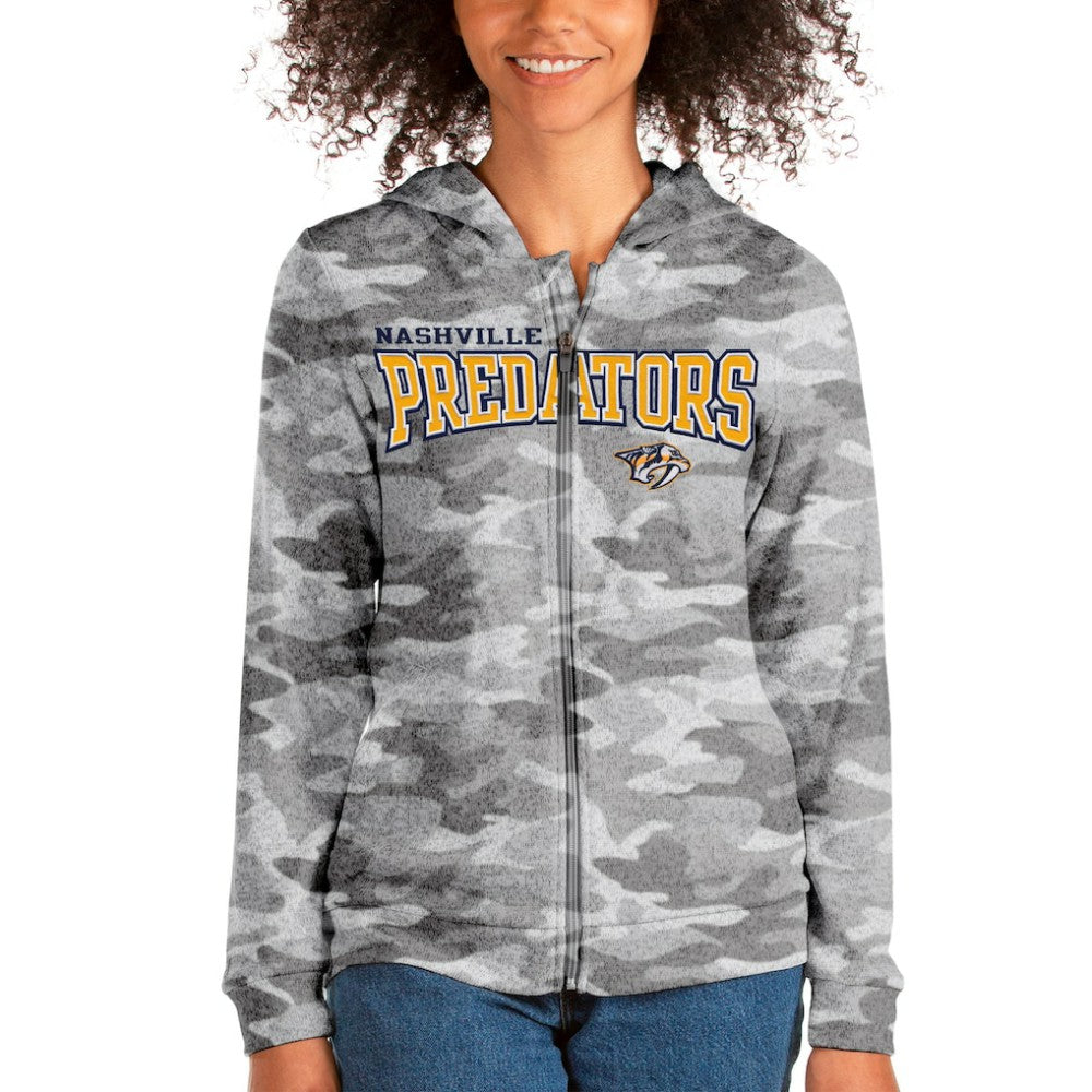 Nashville Predators Antigua Women's Team Absolute Full-Zip Hoodie - Camo - NHL