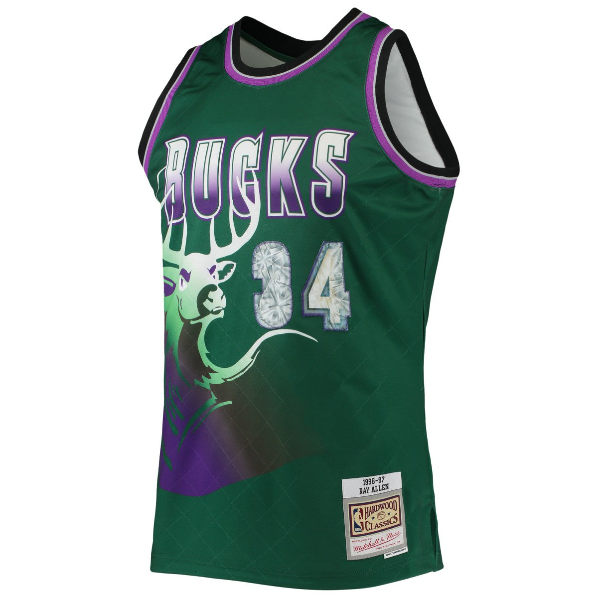 Ray Allen Milwaukee Bucks 1996/97 Hardwood Classics NBA 75th Anniversary Diamond Swingman Jersey Green - NBA