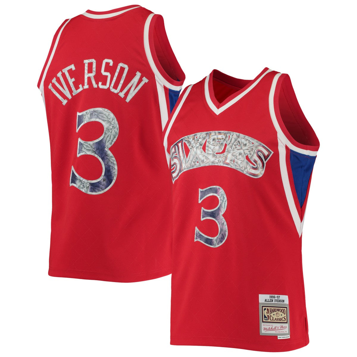 Allen Iverson Philadelphia 76ers 1996/97 Hardwood Classics NBA 75th Anniversary Diamond Swingman Jersey Red - NBA