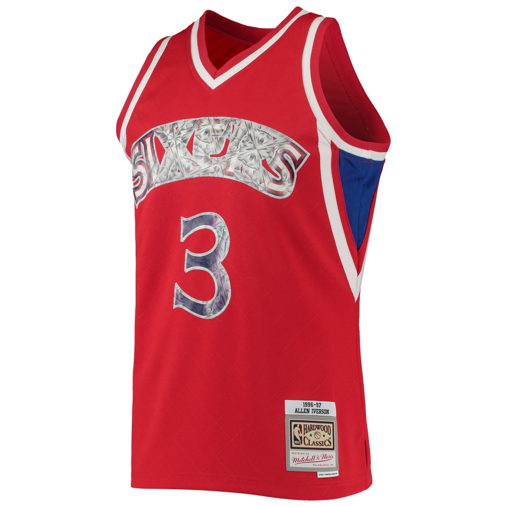 Allen Iverson Philadelphia 76ers 1996/97 Hardwood Classics NBA 75th Anniversary Diamond Swingman Jersey Red - NBA