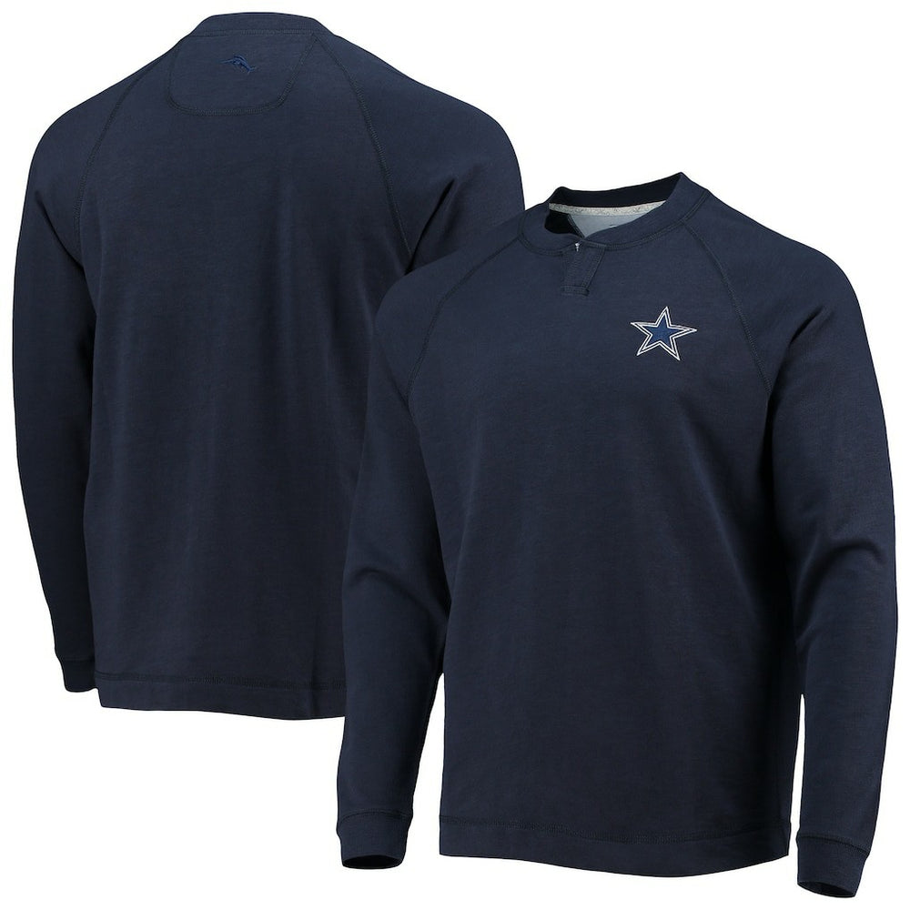 Dallas Cowboys Sunset Slub Raglan Henley Long Sleeve T-Shirt Navy | Tommy Bahama