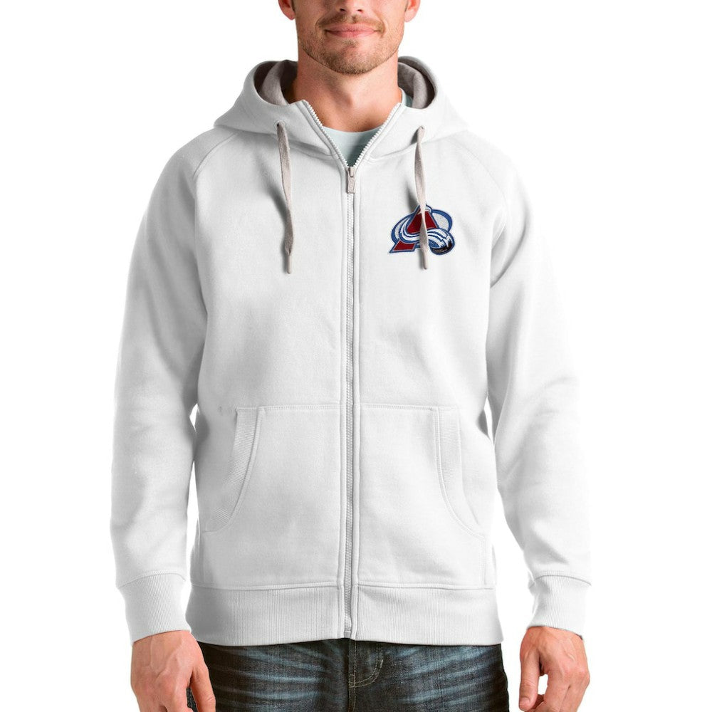 Colorado Avalanche Antigua Logo Victory Full-Zip Hoodie - White - NHL