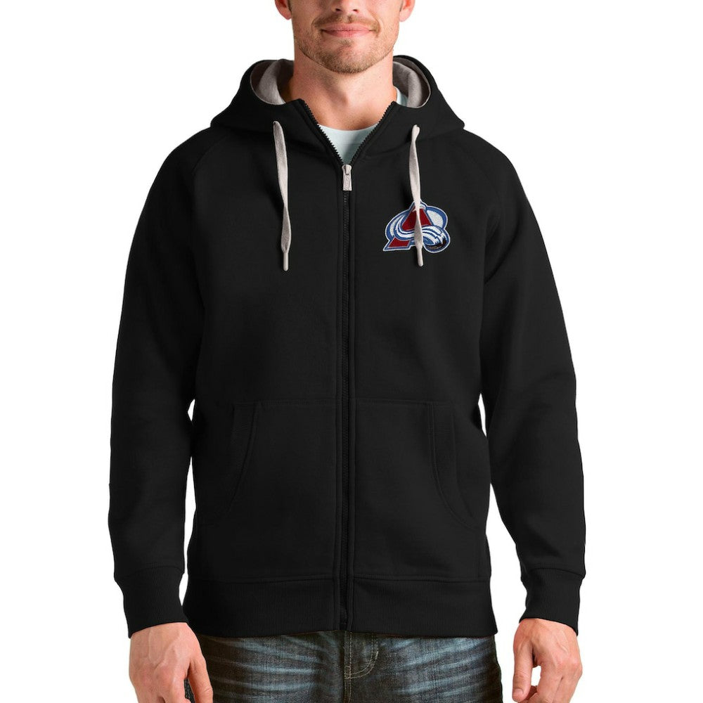 Colorado Avalanche Antigua Logo Victory Full-Zip Hoodie - Black - NHL