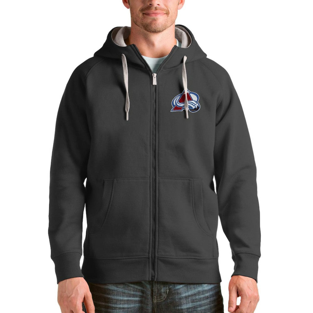Colorado Avalanche Antigua Logo Victory Full-Zip Hoodie - Charcoal - NHL