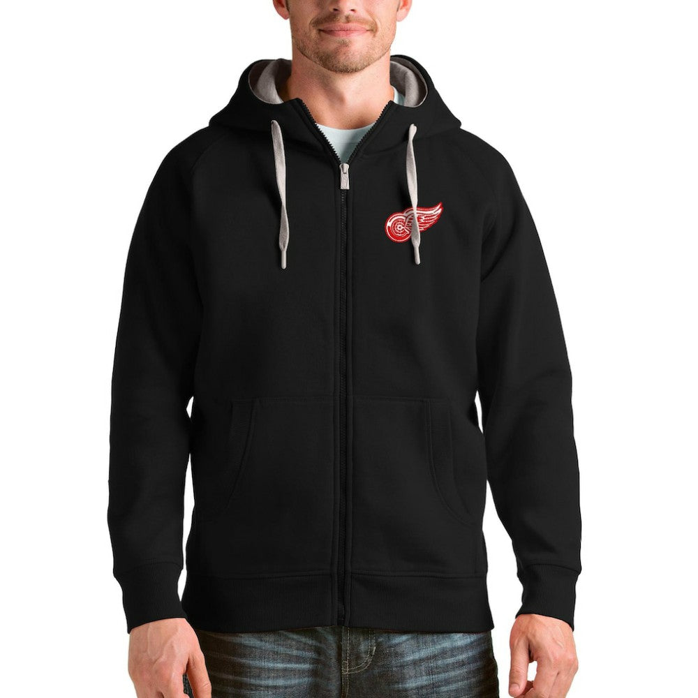 Detroit Red Wings Antigua Logo Victory Full-Zip Hoodie - Black - NHL