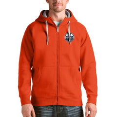 Edmonton Oilers Antigua Logo Victory Full-Zip Hoodie - Orange - NHL