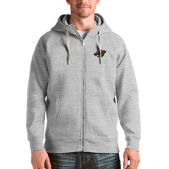Minnesota Wild Antigua Logo Victory Full-Zip Hoodie - Heathered Gray - NHL