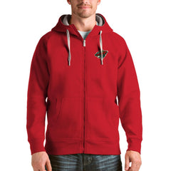 Minnesota Wild Antigua Logo Victory Full-Zip Hoodie - Red - NHL