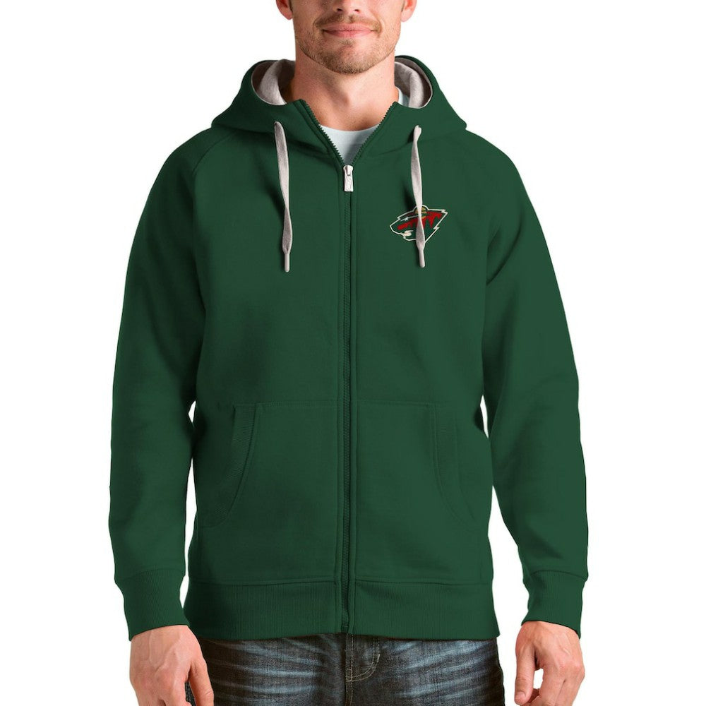 Minnesota Wild Antigua Logo Victory Full-Zip Hoodie - Green - NHL