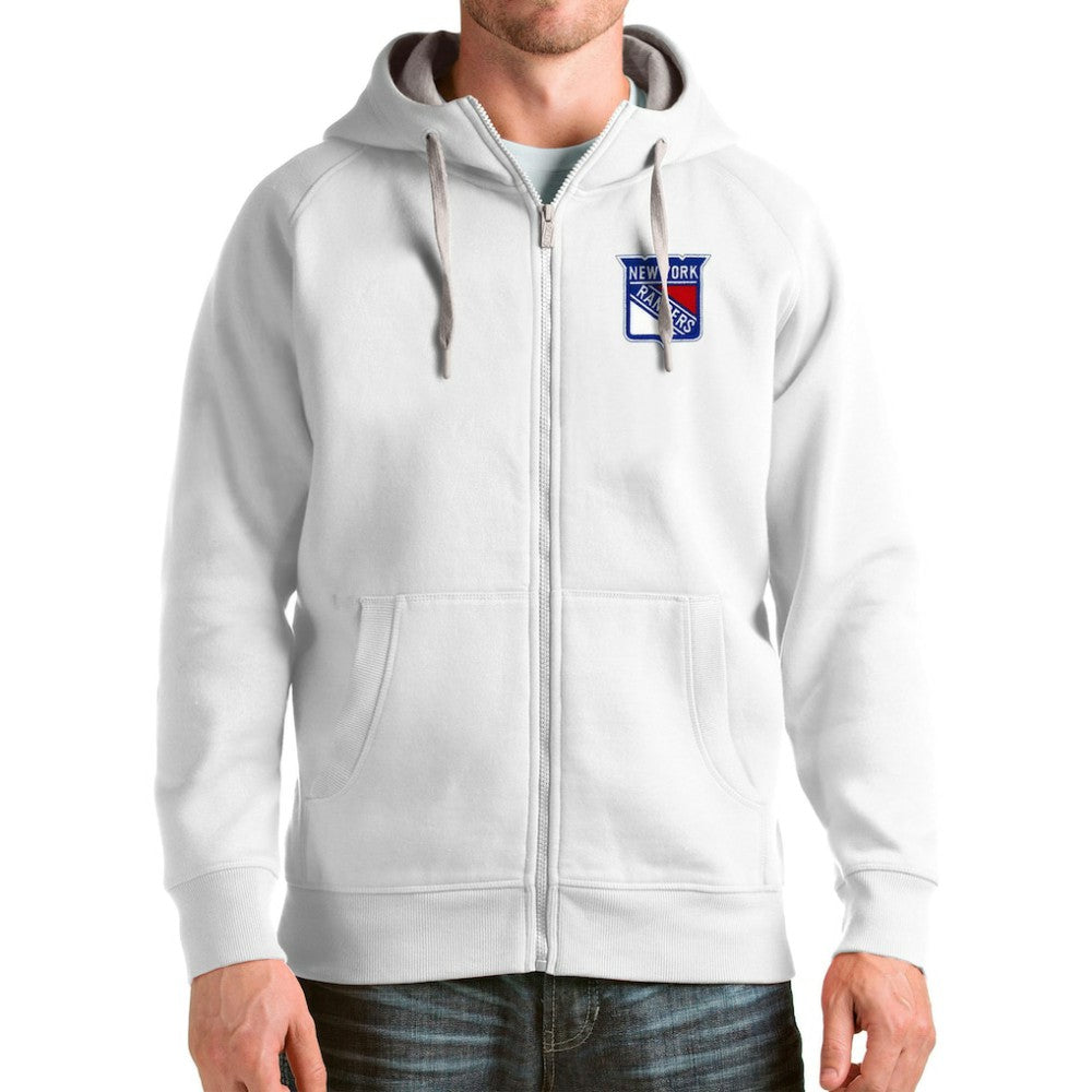 New York Rangers Antigua Logo Victory Full-Zip Hoodie - White - NHL