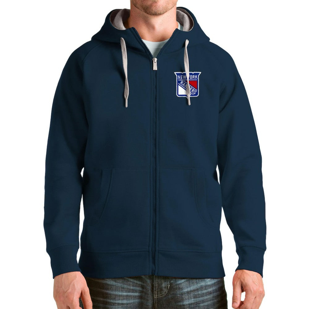 New York Rangers Antigua Logo Victory Full-Zip Hoodie - Navy - NHL