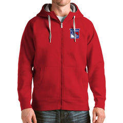 New York Rangers Antigua Logo Victory Full-Zip Hoodie - Red - NHL