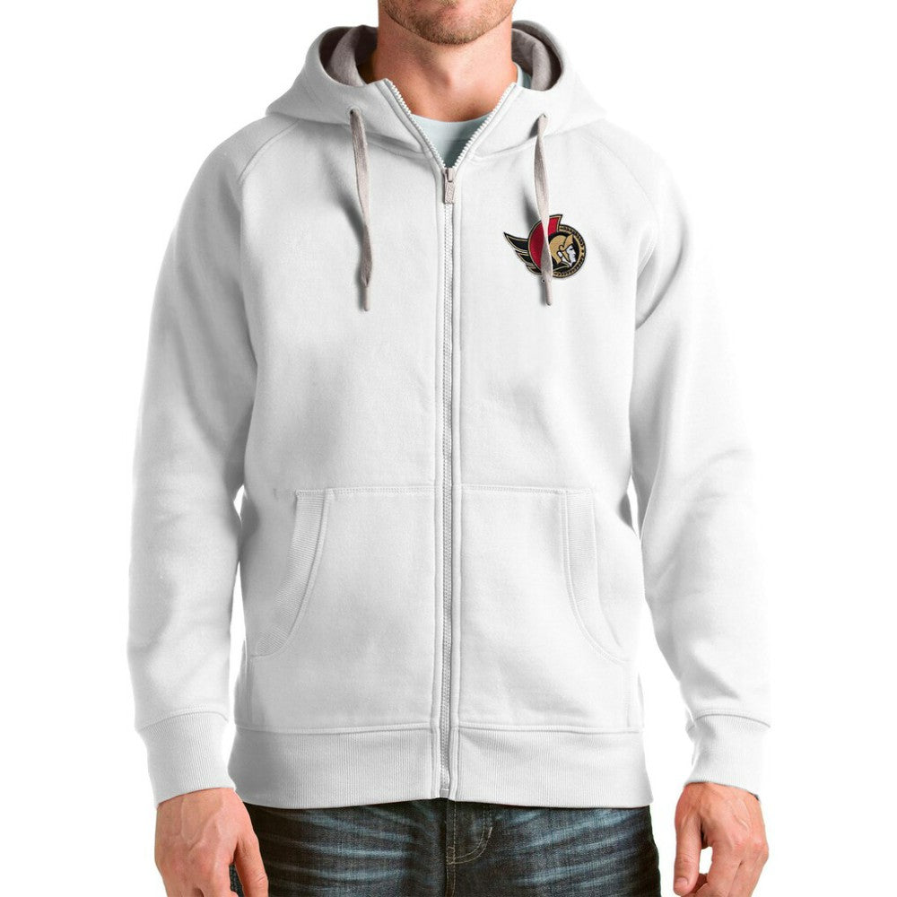 Ottawa Senators Antigua Logo Victory Full-Zip Hoodie - White - NHL