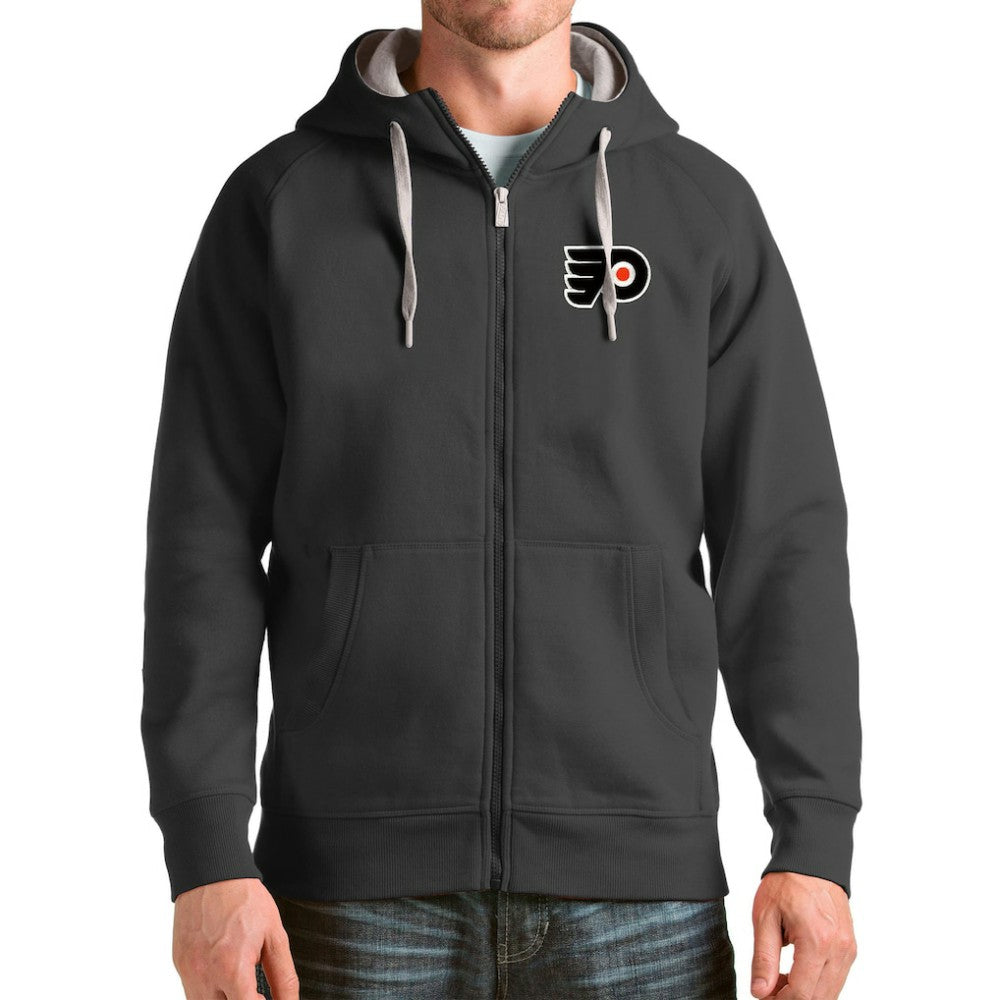 Philadelphia Flyers Antigua Logo Victory Full-Zip Hoodie - Charcoal - NHL