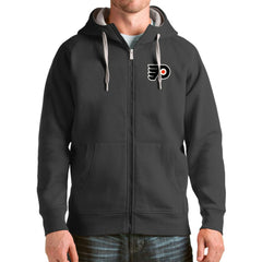 Philadelphia Flyers Antigua Logo Victory Full-Zip Hoodie - Charcoal - NHL