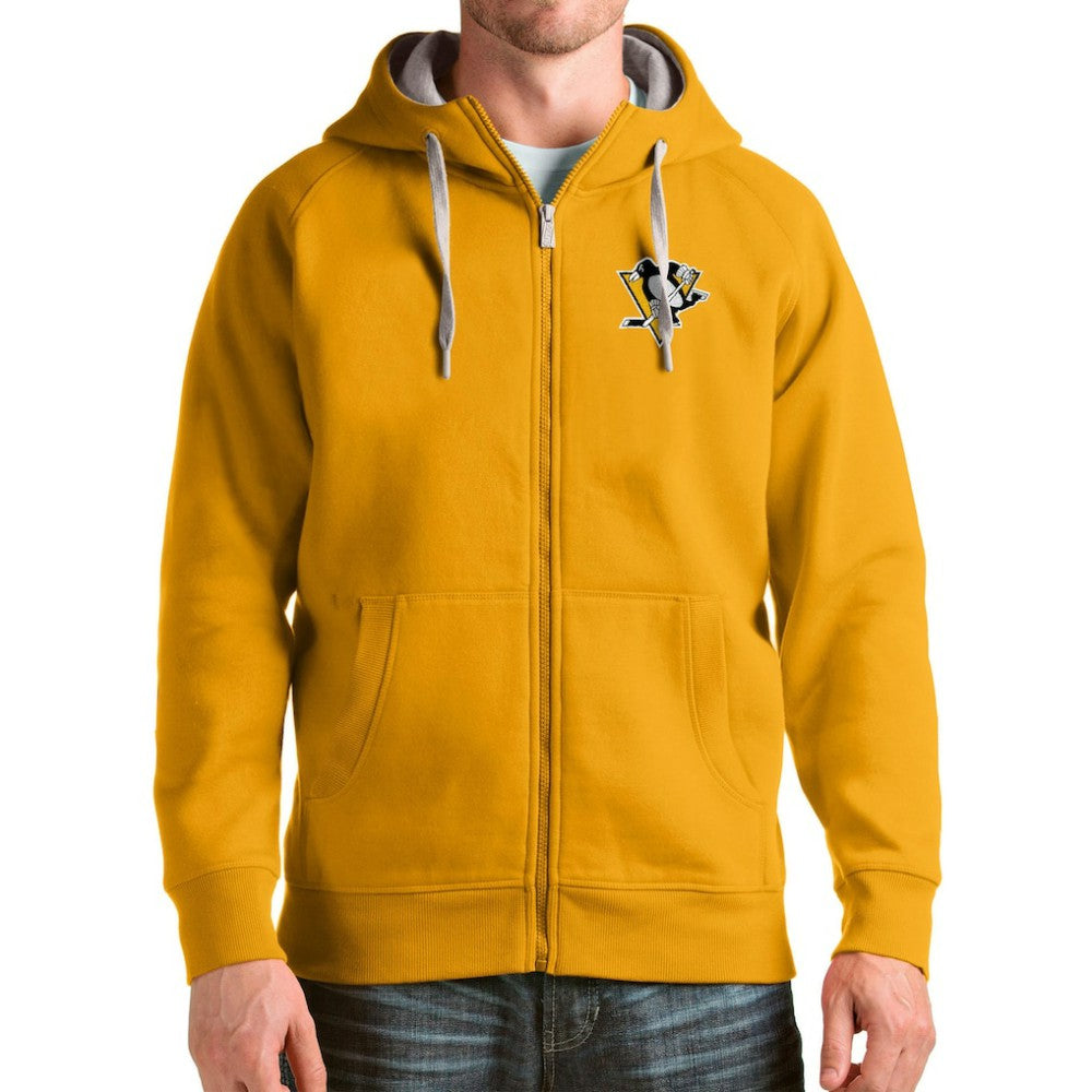 Pittsburgh Penguins Antigua Logo Victory Full-Zip Hoodie - Gold - NHL