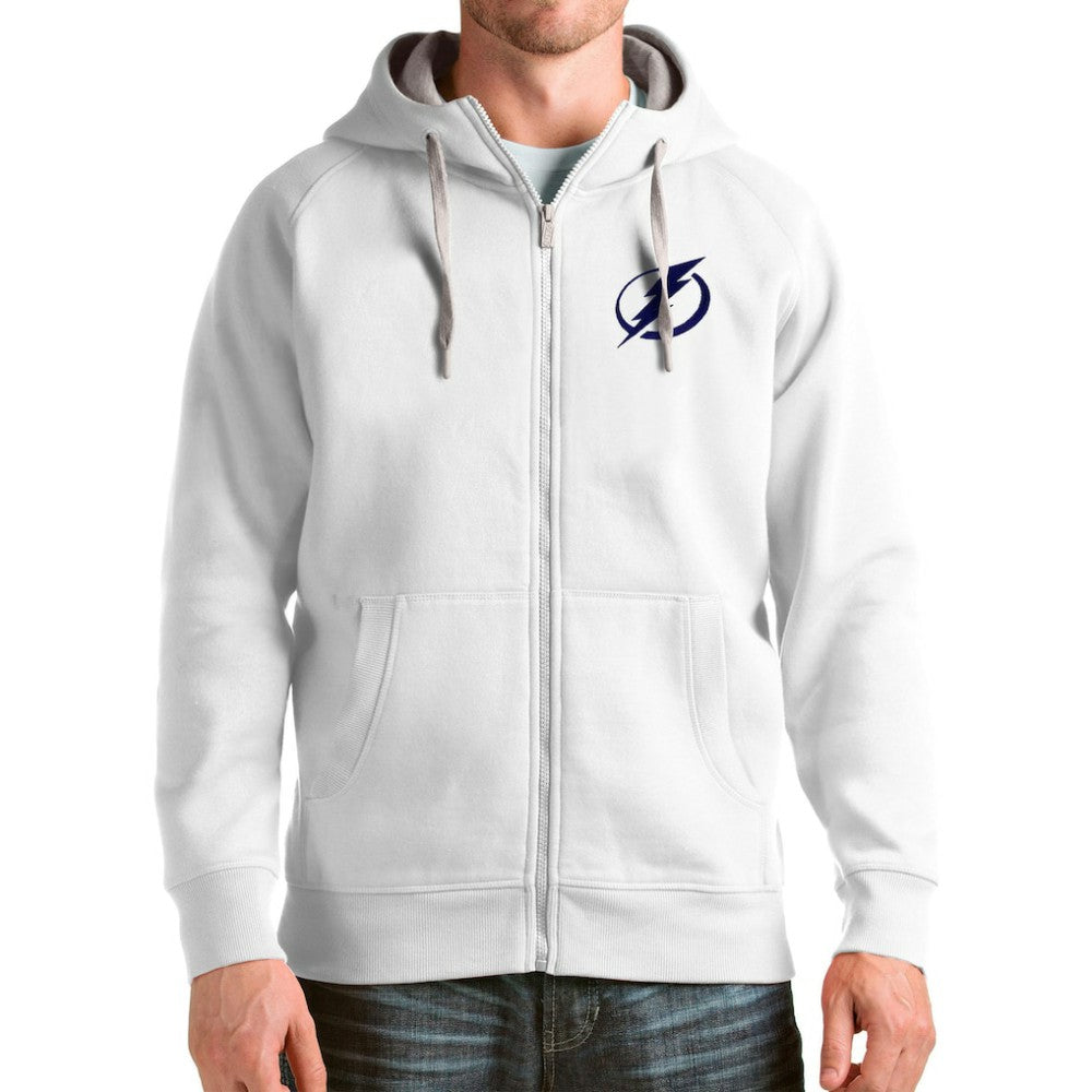 Tampa Bay Lightning Antigua Logo Victory Full-Zip Hoodie - White - NHL