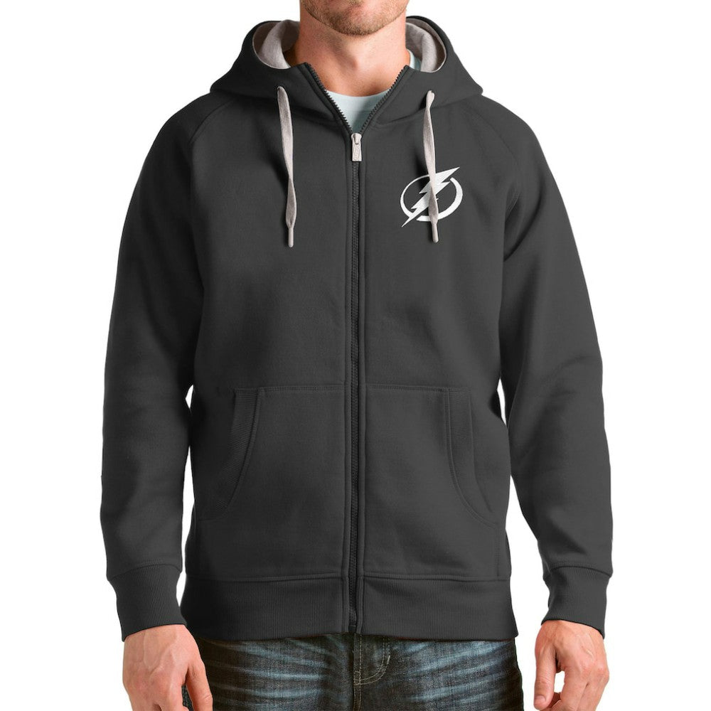 Tampa Bay Lightning Antigua Logo Victory Full-Zip Hoodie - Charcoal - NHL