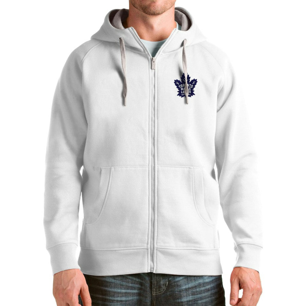 Toronto Maple Leafs Antigua Logo Victory Full-Zip Hoodie - White - NHL
