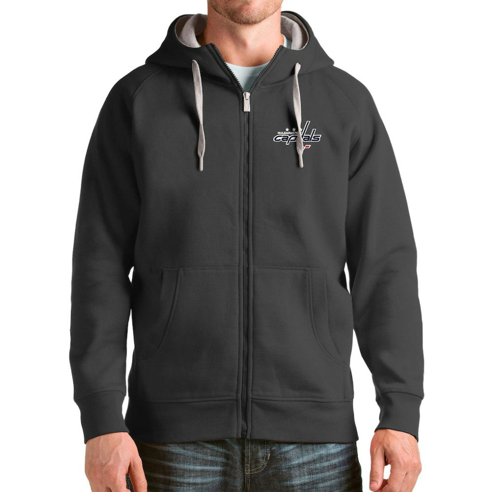 Washington Capitals Antigua Logo Victory Full-Zip Hoodie - Charcoal - NHL